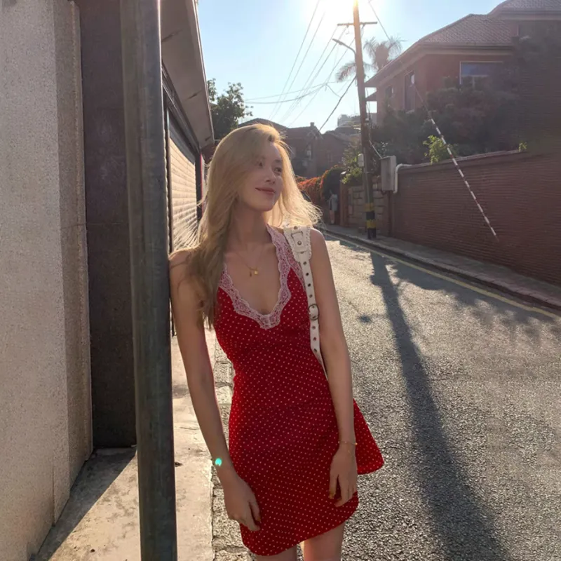 PLANE DRIFT Slip Dress Women's Red-2
