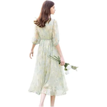 PLANE DRIFT Long Sleeved Dresses Women's Light Green