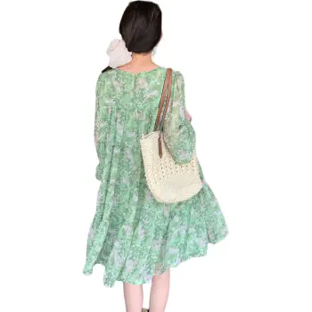 PLANE DRIFT Long Sleeved Dresses Women's Buddha's Hand Green