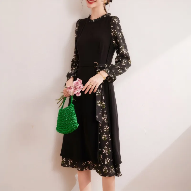 PLANE DRIFT Long Sleeved Dresses Women's Black-3
