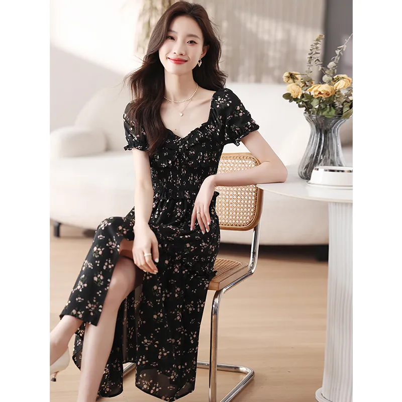 PLANE DRIFT Short Sleeved Dresses Women's Black-4