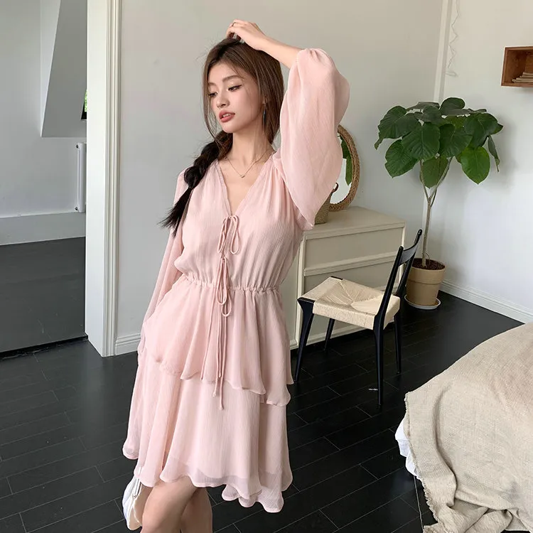 PLANE DRIFT Long Sleeved Dresses Women's Pink-3