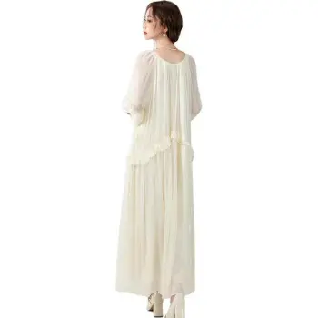 PLANE DRIFT Long Sleeved Dress Women's Glossy Champagne