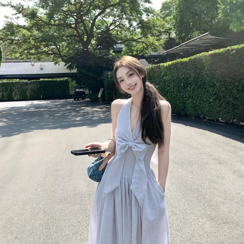 PLANE DRIFT Sleeveless Dress Women's Striped Dress-6