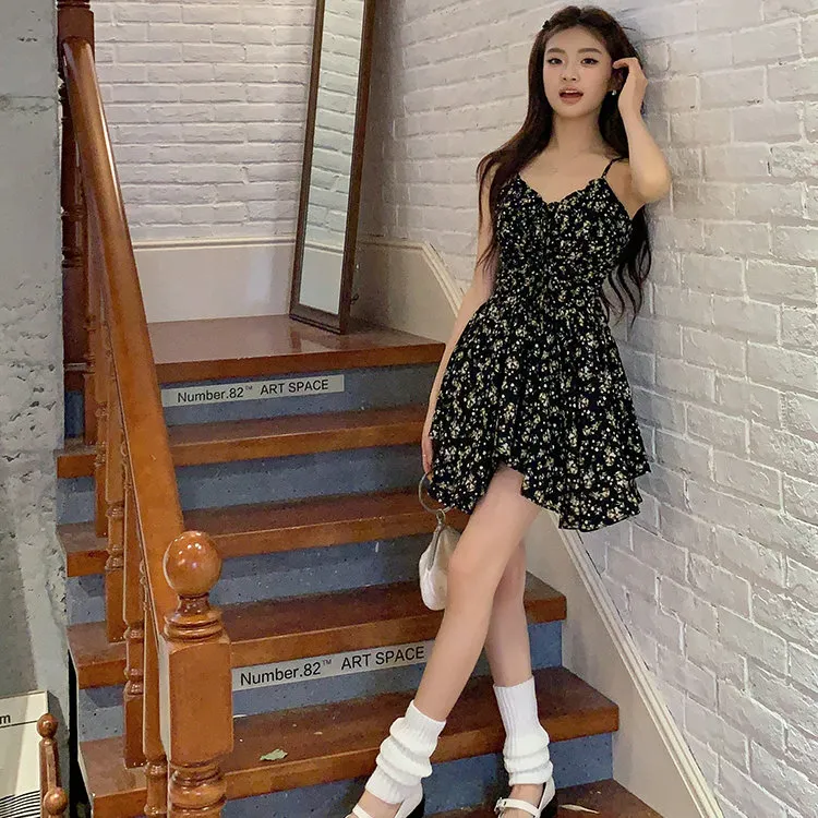 PLANE DRIFT Slip Dress Women's Black Floral-3