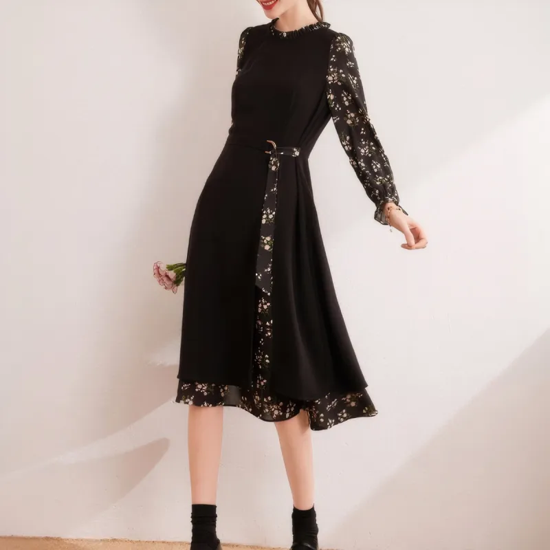 PLANE DRIFT Long Sleeved Dresses Women's Black-4