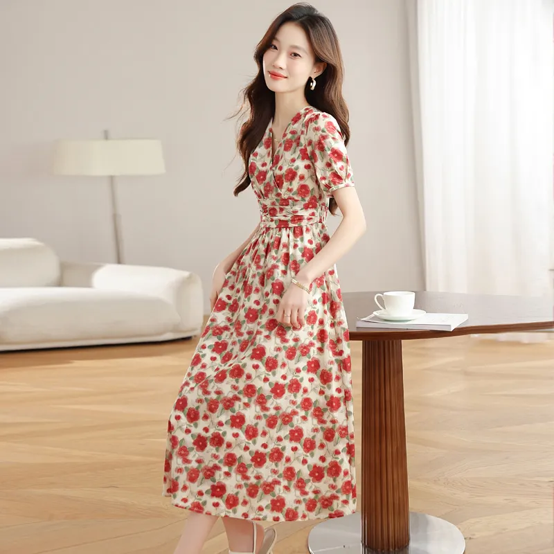 PLANE DRIFT Short Sleeved Dress Women's Floral-3