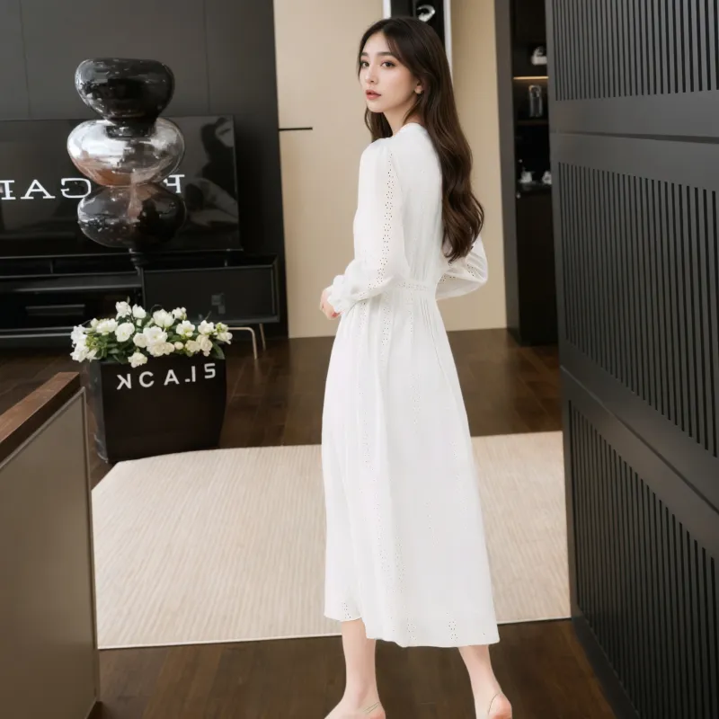 PLANE DRIFT Long Sleeved Dresses Women's White-2