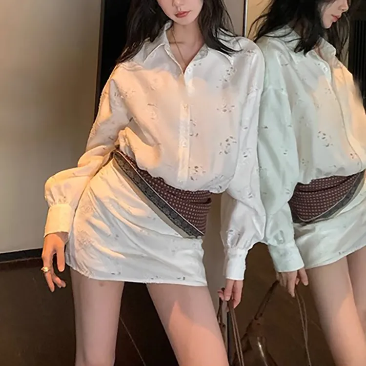 PLANE DRIFT Long Sleeved Dress Women's Moon White-4