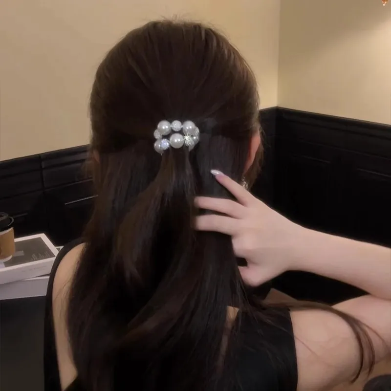 Danqin Artificial Pearl Hair Tie Women's-6