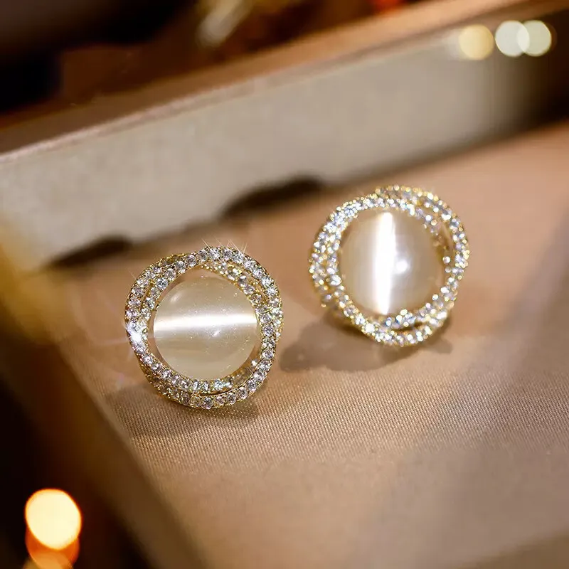Danqin S925 Silver Stud Earrings Women's-3