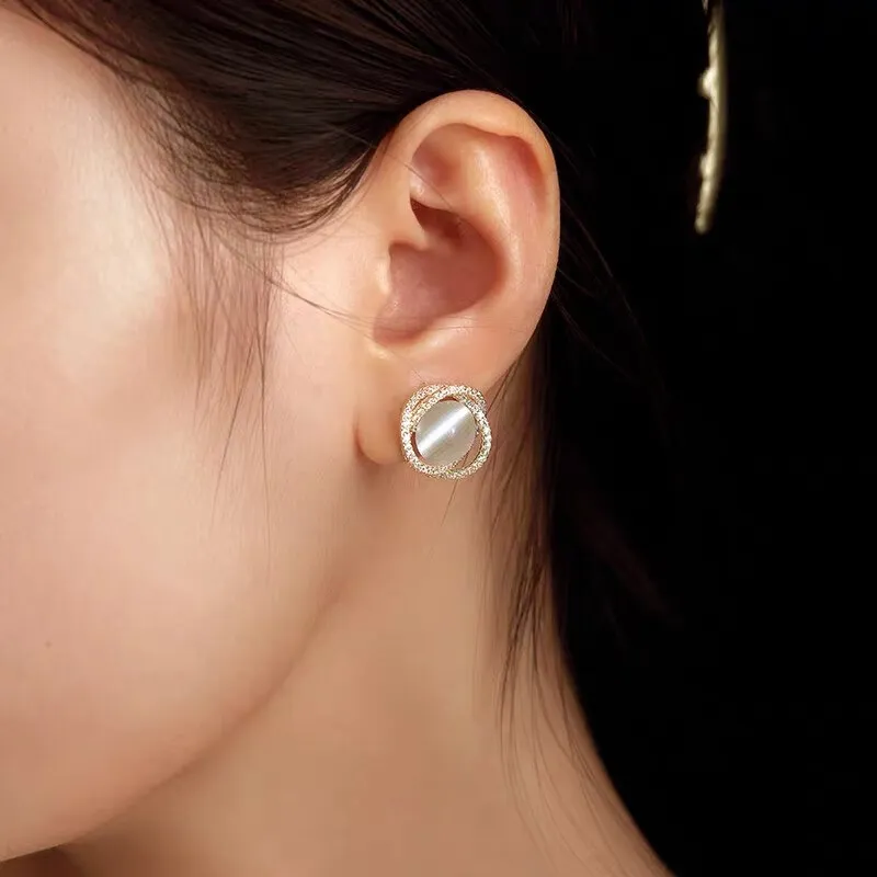 Danqin S925 Silver Stud Earrings Women's-2