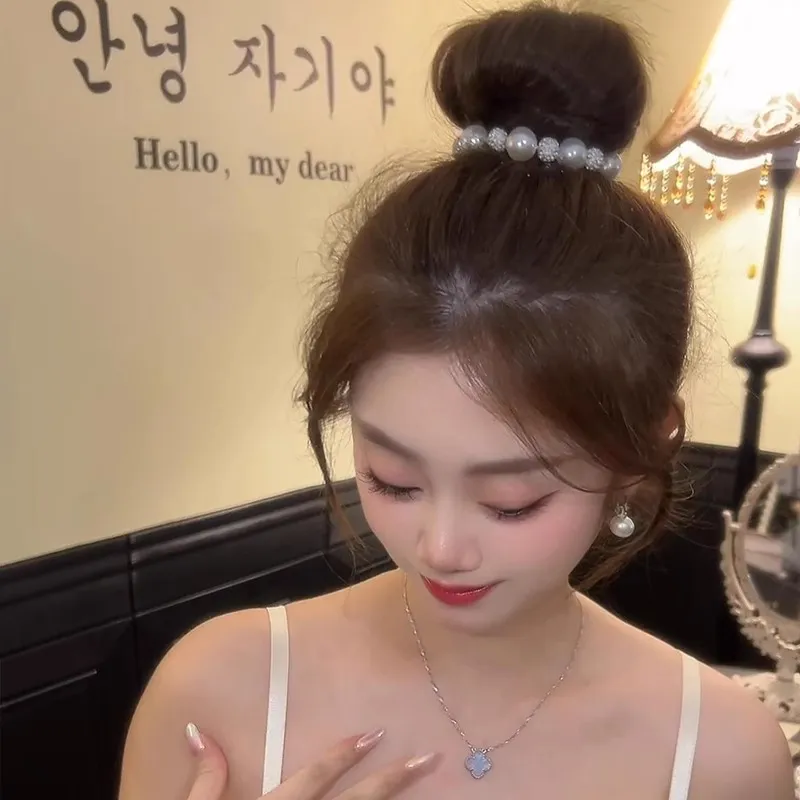 Danqin Artificial Pearl Hair Tie Women's-2