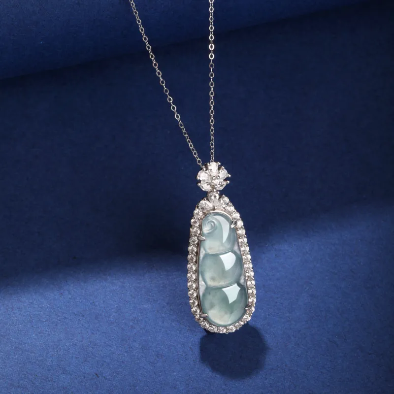 Green Craftsman Ice Glutinous Jadeite Necklaces Women's-4