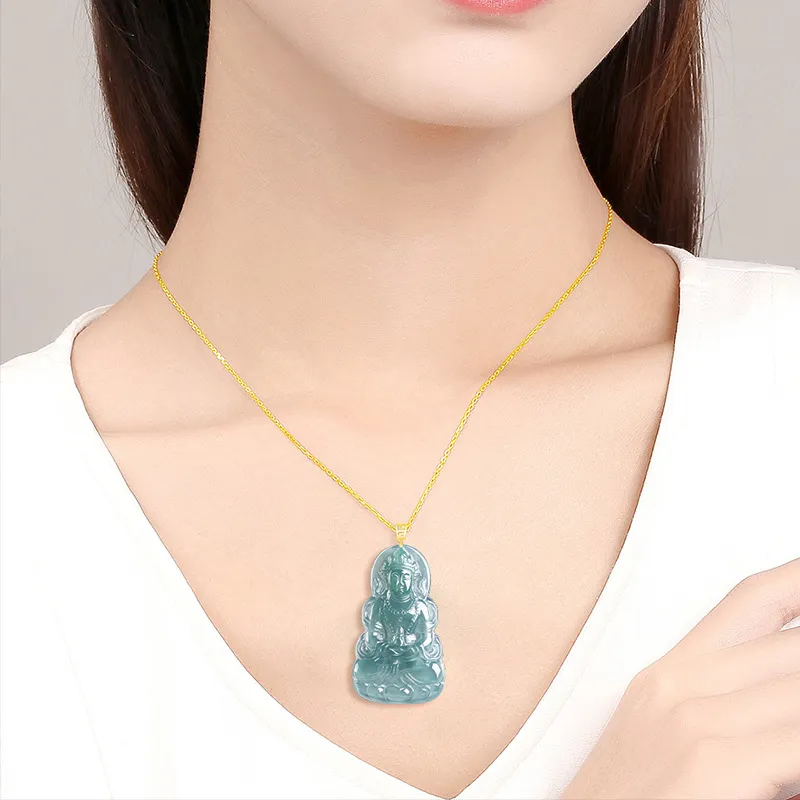 Green Craftsman Ice Type Jadeite Necklaces Unisex-4