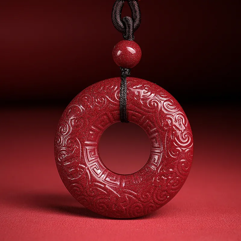 Green Craftsman Reconstructed Cinnabar Jade Necklaces Unisex-3