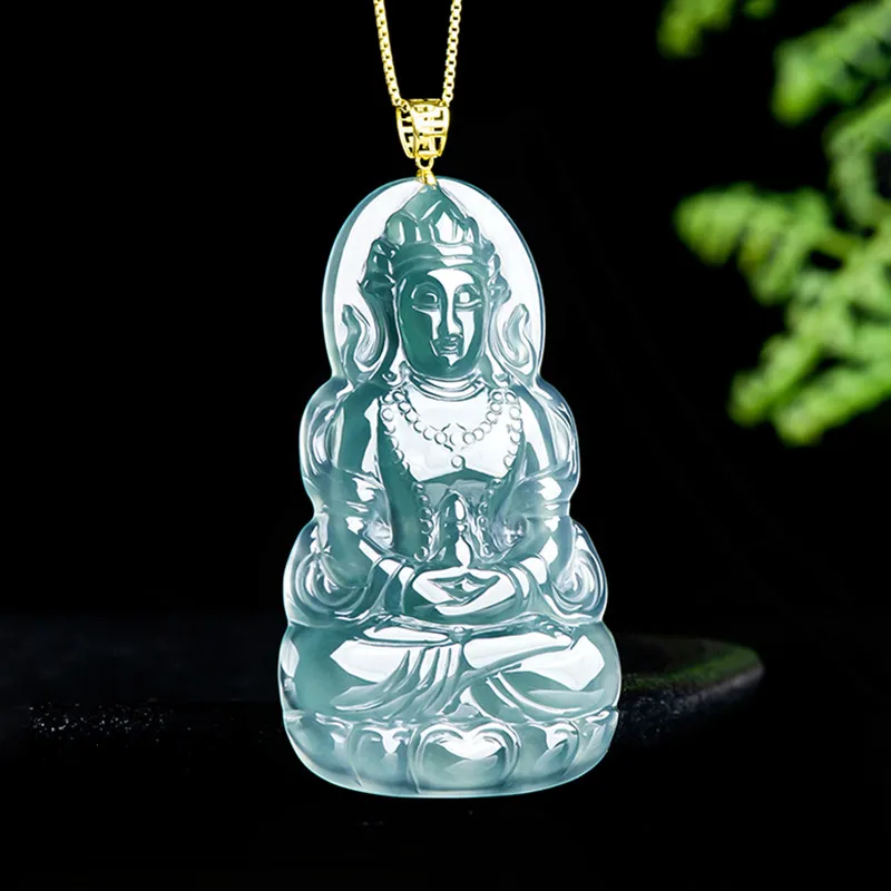 Green Craftsman Ice Type Jadeite Necklaces Unisex-1