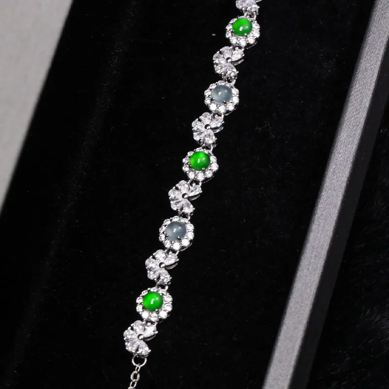 Green Craftsman Ice Glutinous Jadeite Bracelets Women's-4