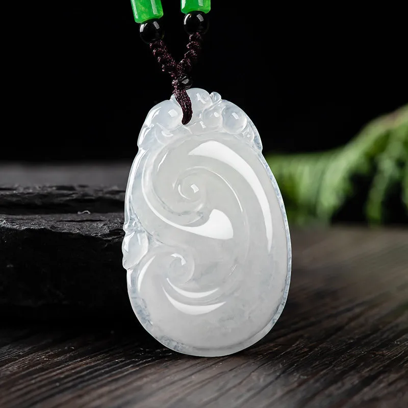 Green Craftsman Ice Glutinous Jadeite Necklaces Women's-3
