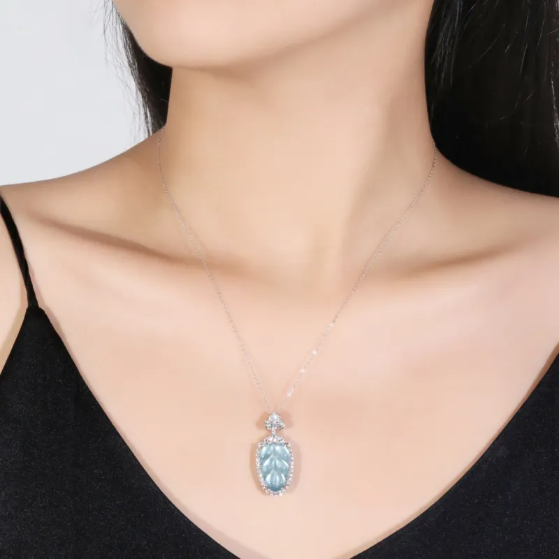 Green Craftsman Ice Glutinous Jadeite Necklaces Women's-2