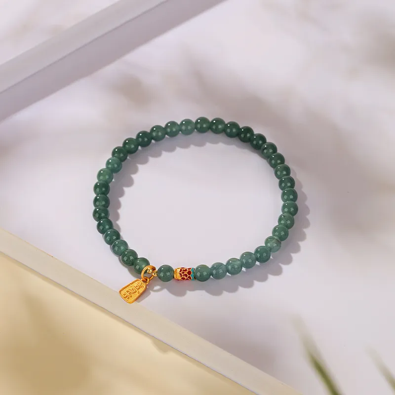 Green Craftsman Ice Glutinous Jadeite Bracelets Unisex-2