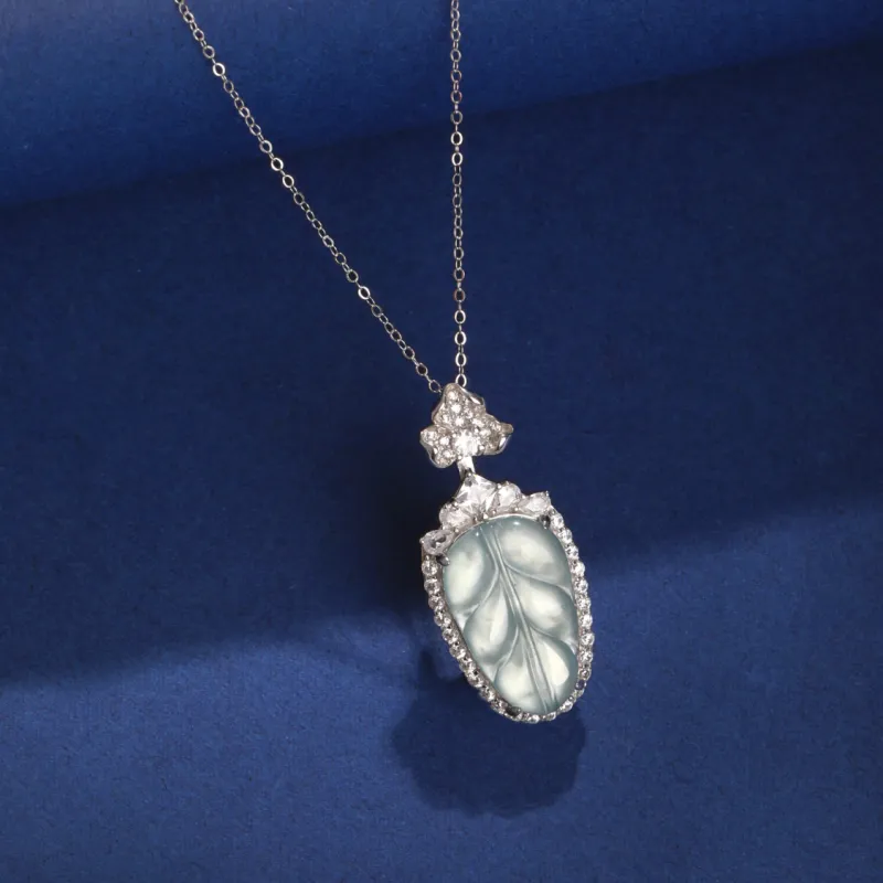 Green Craftsman Ice Glutinous Jadeite Necklaces Women's-3