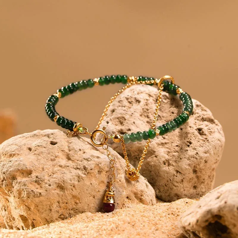 Green Craftsman Glutinous Jade Jadeite Bracelets Women's-4