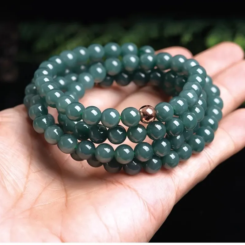 Green Craftsman Ice Glutinous Jadeite Bracelets Unisex-2