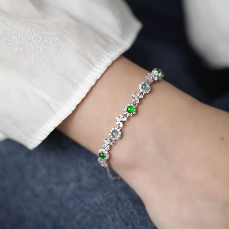 Green Craftsman Ice Glutinous Jadeite Bracelets Women's-3