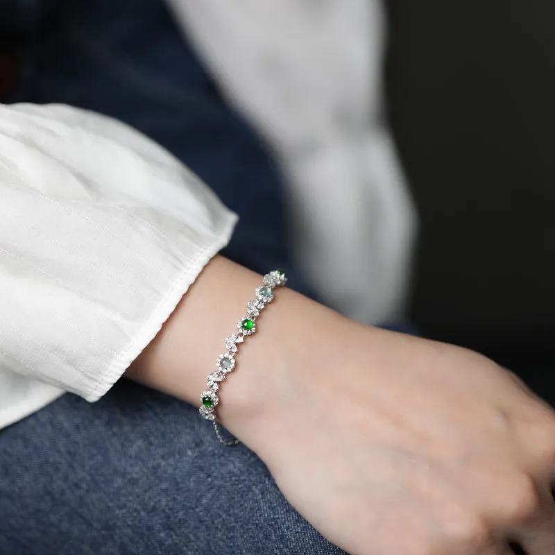 Green Craftsman Ice Glutinous Jadeite Bracelets Women's-1