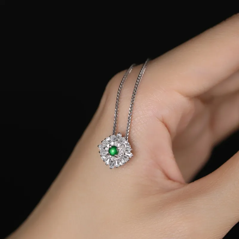 Green Craftsman Ice Type Jadeite Necklaces Women's-4