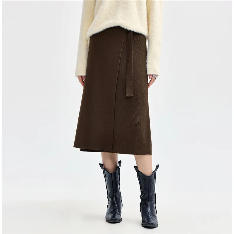 UNIQLO Casual Long Skirts Women's Dark Coffee-4