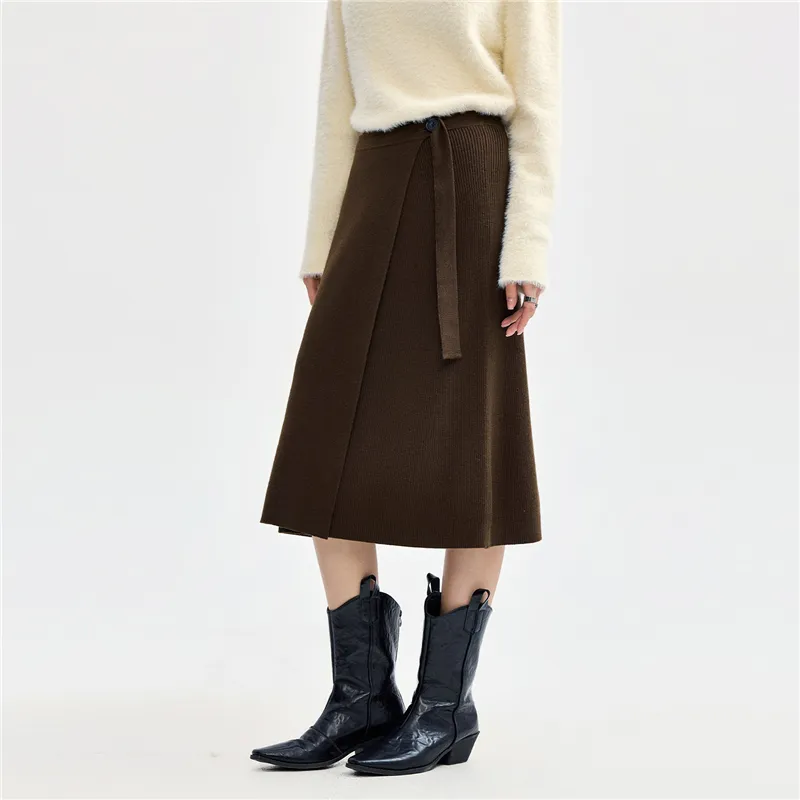 UNIQLO Casual Long Skirts Women's Dark Coffee-5