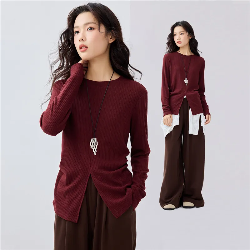 UNIQLO Drop Shoulder Sleeve T Shirt Women's Ancora Red-2