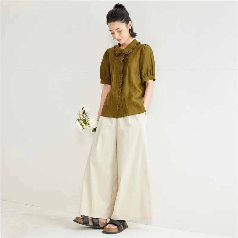 UNIQLO Shirt Women's Dark Fir Green-7