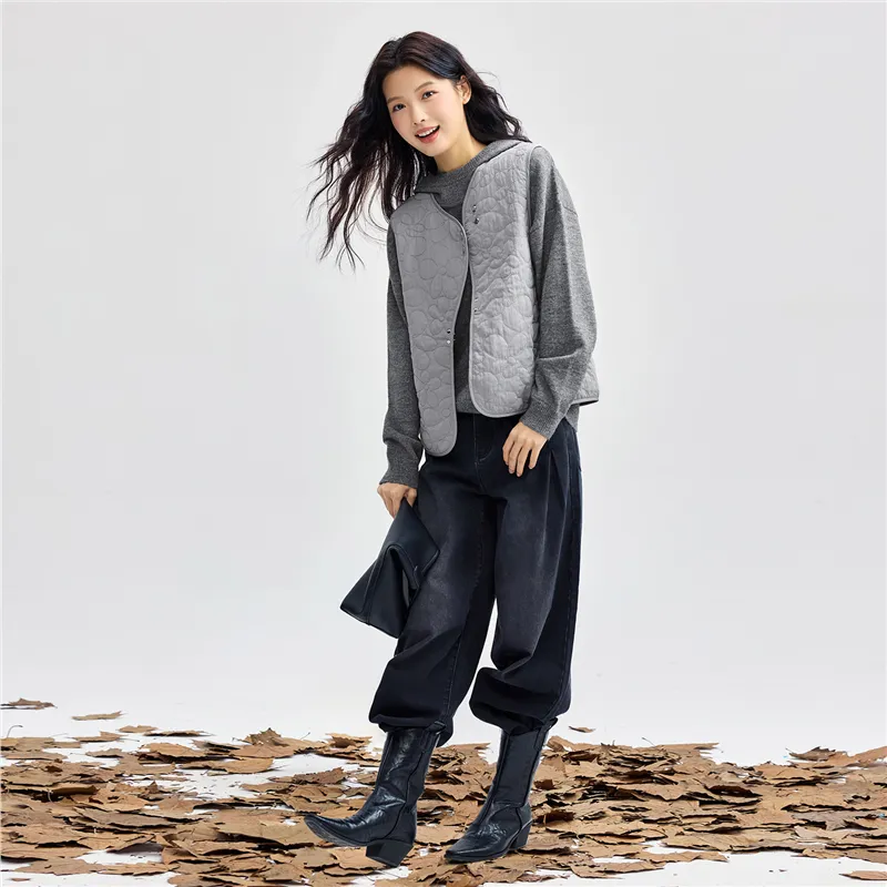 UNIQLO Puffer Jacket Women's Gray Blue & Black-2