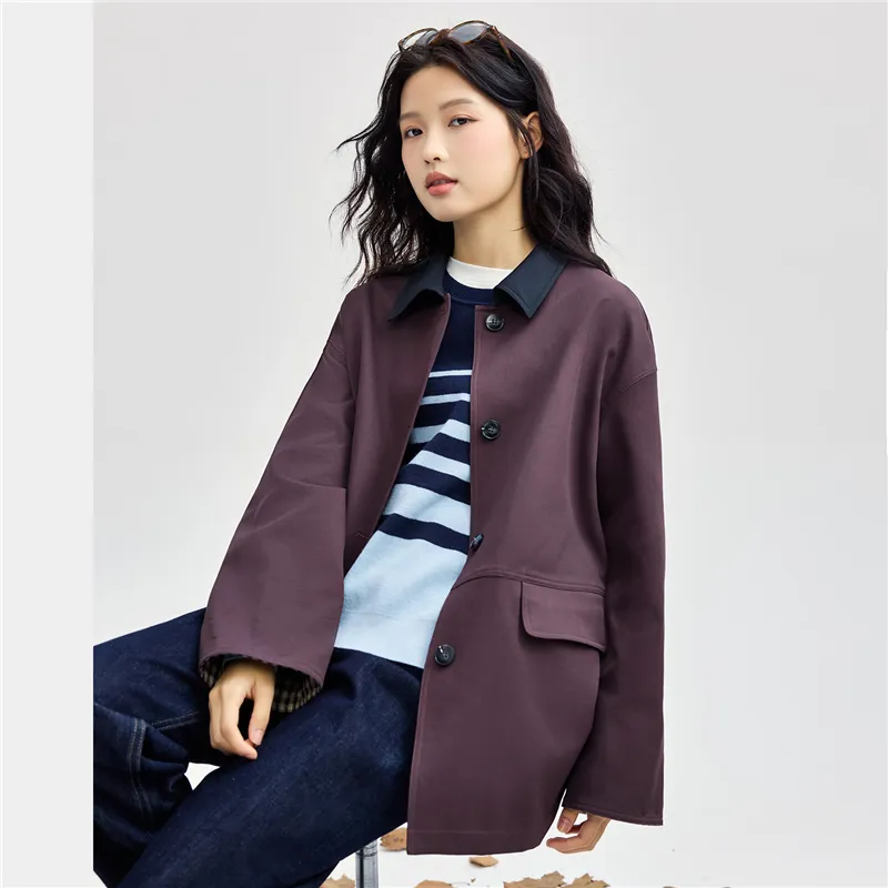 UNIQLO Trench Coat Women's Velvet Li Purple-5