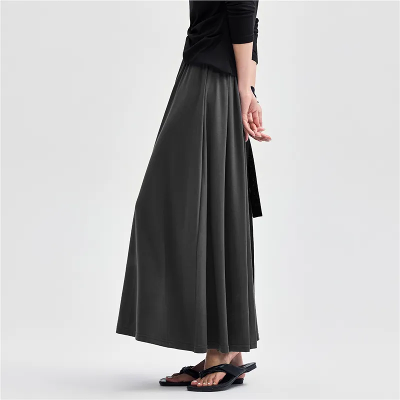 UNIQLO Casual Long Skirt Women's Meteorite Gray-4