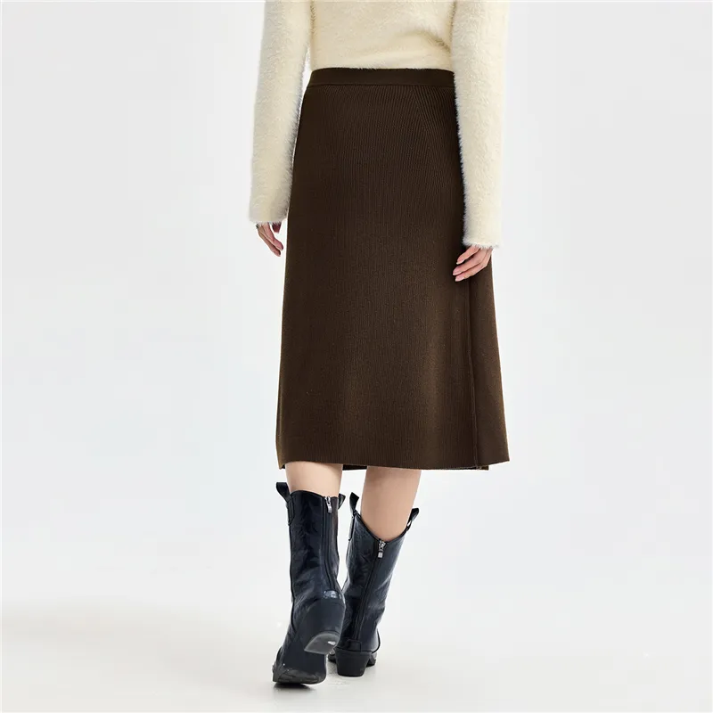 UNIQLO Casual Long Skirts Women's Dark Coffee-3