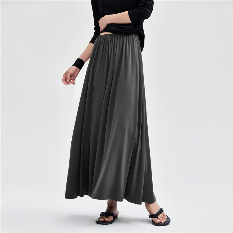 UNIQLO Casual Long Skirt Women's Meteorite Gray-2