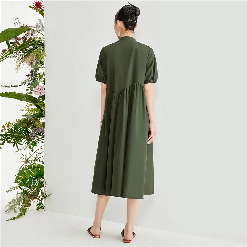UNIQLO Short Sleeved Dresses Women's Vintage Green-2