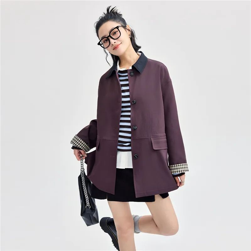 UNIQLO Trench Coat Women's Velvet Li Purple-3