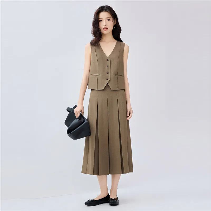 UNIQLO Casual Long Skirts Women's Oat Khaki-3