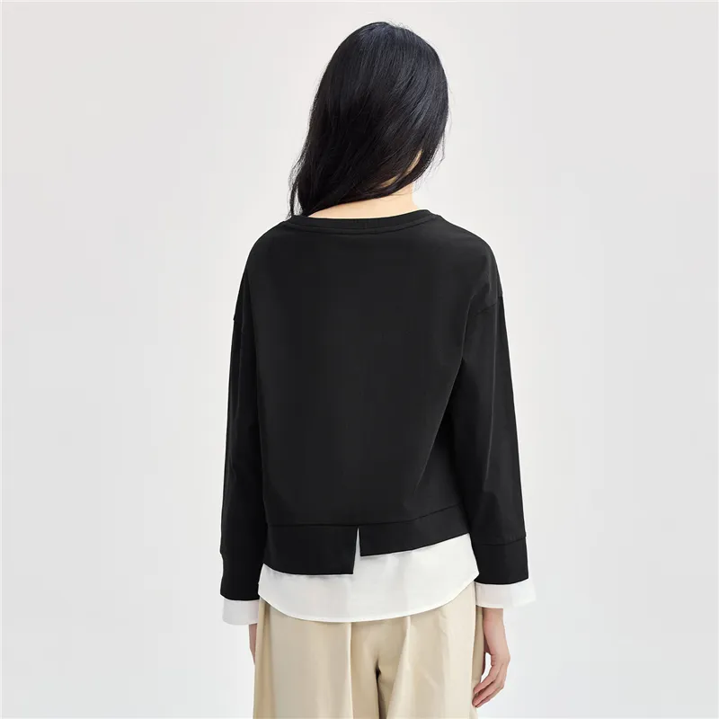 UNIQLO Sweatshirt Women's Black White Color Blocking-2