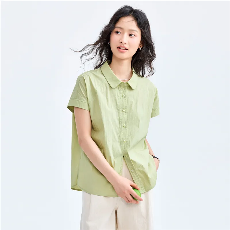 UNIQLO Shirt Women's Olive Green-4