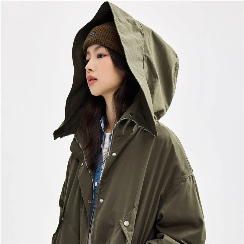 UNIQLO Trench Coat Women's Army Green-4