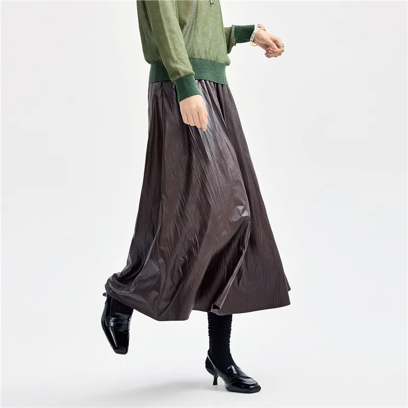UNIQLO Casual Long Skirts Women's Tobacco Brown-3