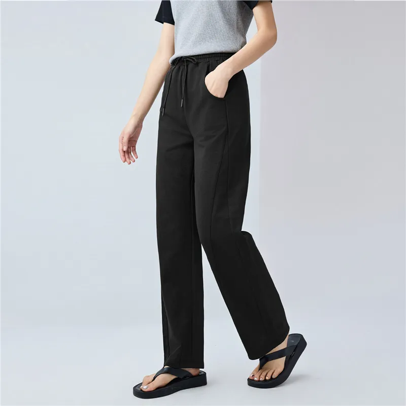 UNIQLO Knitted Sports Pants Women's Logo Black-4
