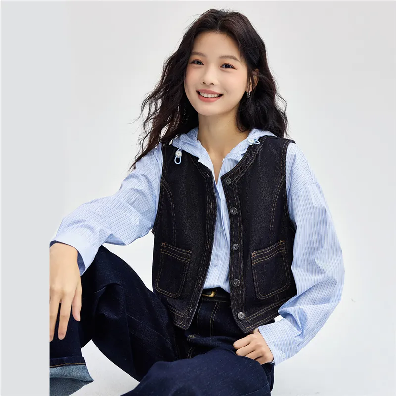 UNIQLO Vest Women's Denim Original-7