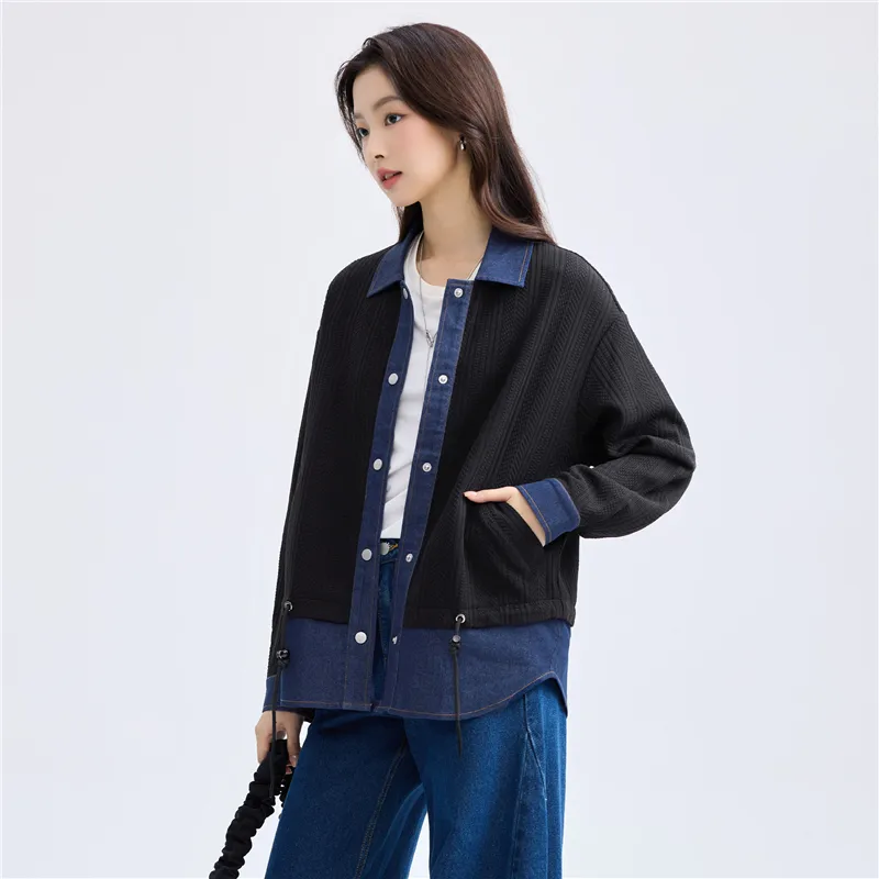 UNIQLO Shirt Women's Denim Blue Spelled Black-3
